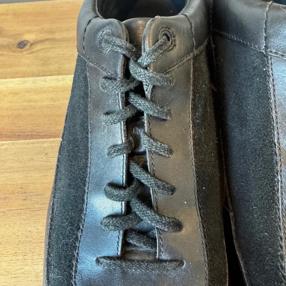 Calvin Klein‎ Caulken Men 13 M Black Leather Suede Fashion Sneakers Shoes Casual